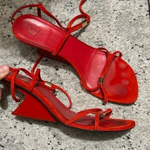 KHAITE Red Strappy Sandals